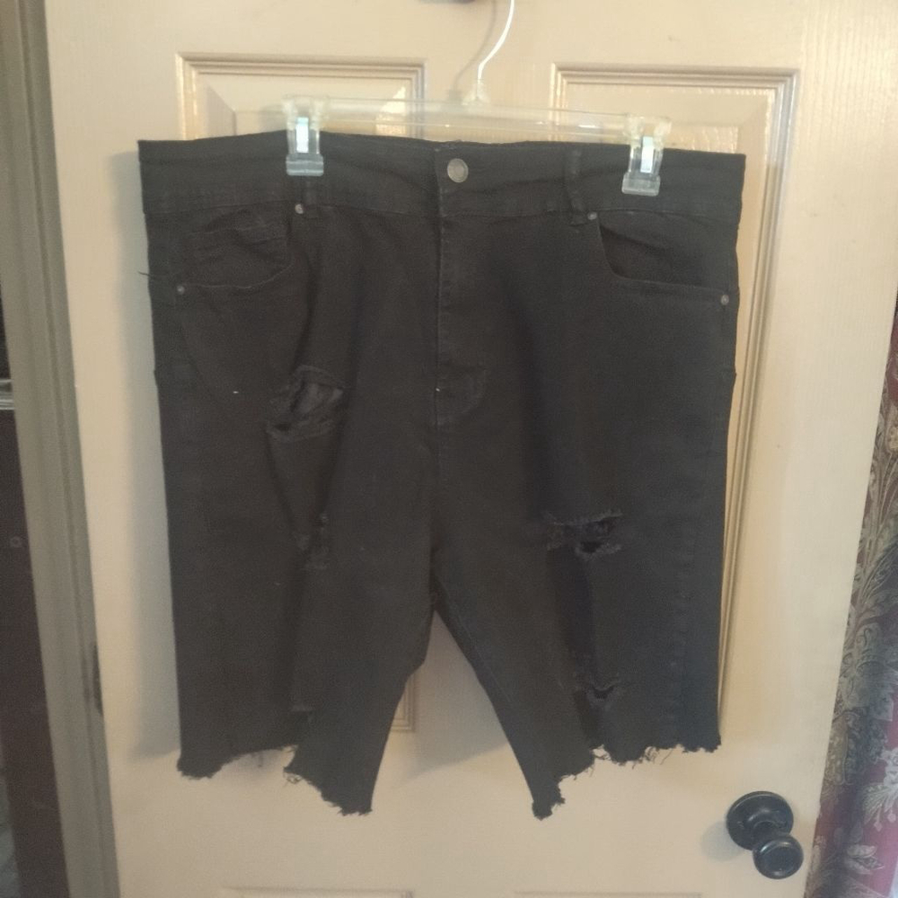 Women's Emme Jordan Black Distressed Jean Shorts Plus Size 18